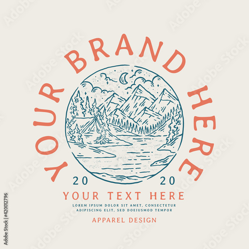 vintage illustration badge design line art outdoor nature