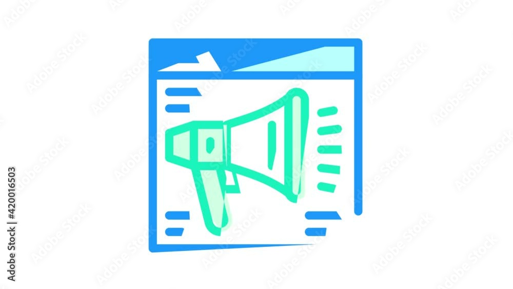 loudspeaker on web site color icon animation loudspeaker on web site color icon animation