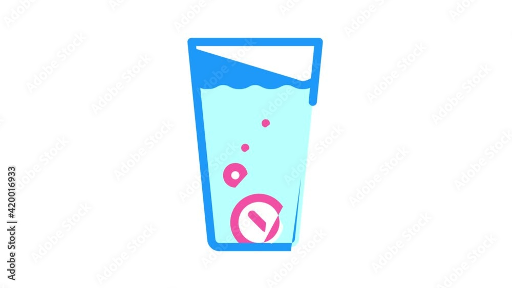 water glass filtration tablets color icon animation