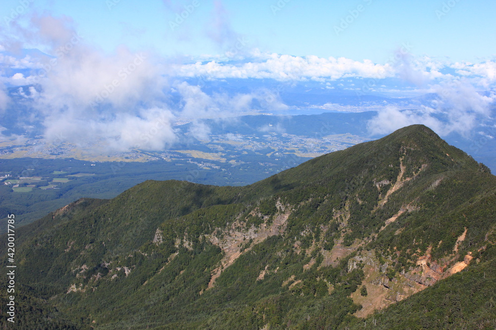 八ヶ岳登山　赤岳から硫黄岳へ向かう尾根道からの景色
