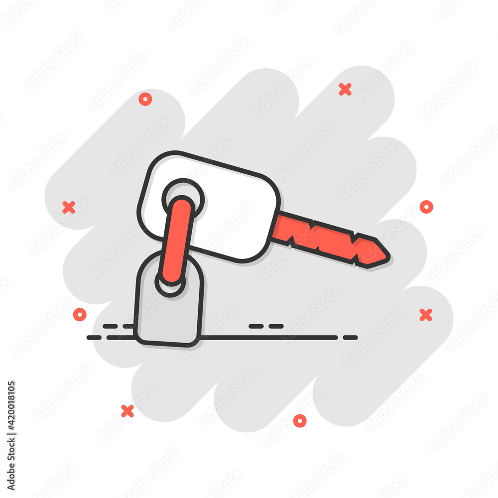 Vector cartoon key icon in comic style. Secret keyword sign illustration pictogram. Key business splash effect concept. Vector cartoon key icon in comic style. Secret keyword sign illustration pictogram. Key business splash effect concept.