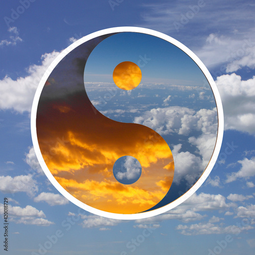 Yin Yang symbol in the sky photo