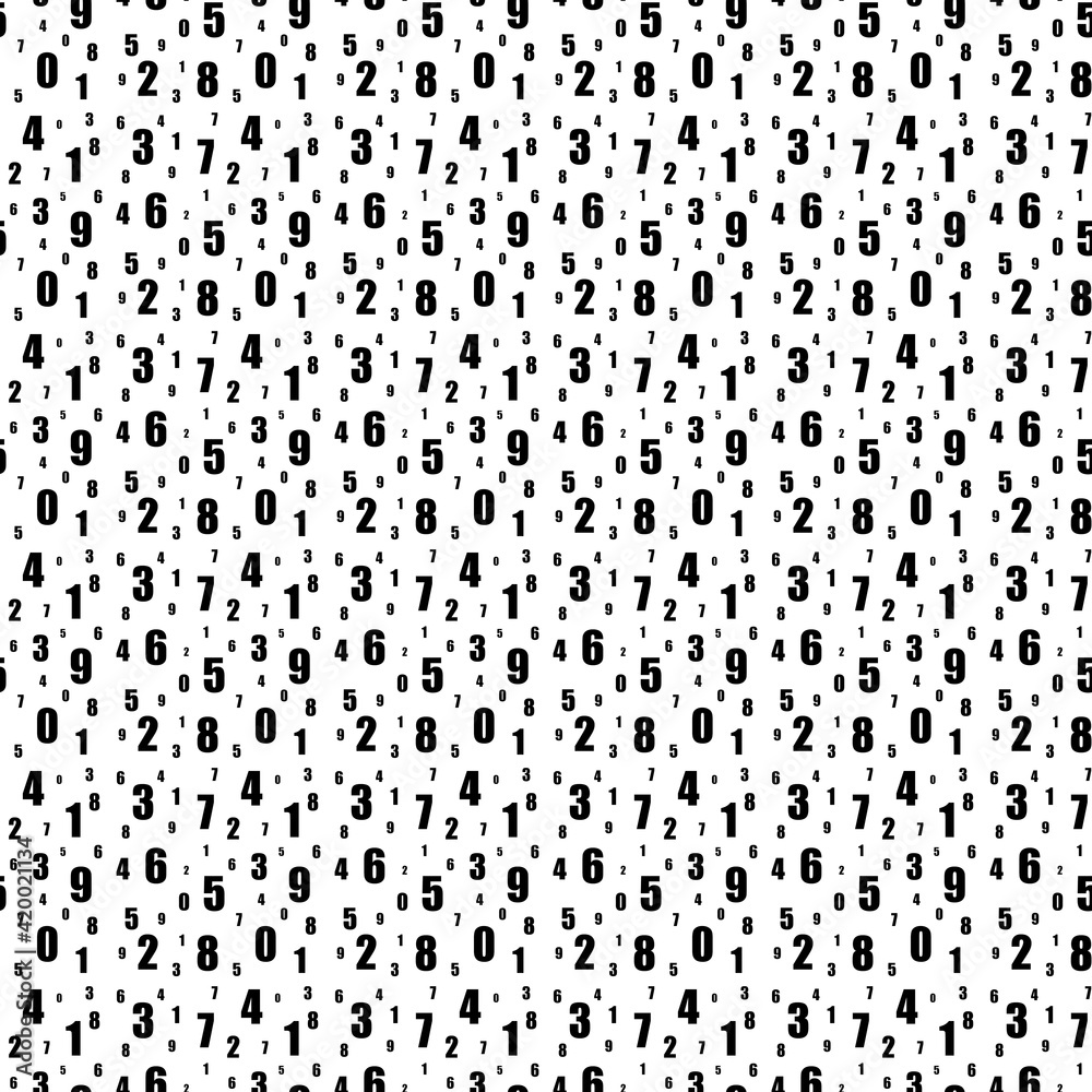 Black numbers of different sizes over white background. Seamless illustration Black numbers of different sizes over white background. Seamless illustration