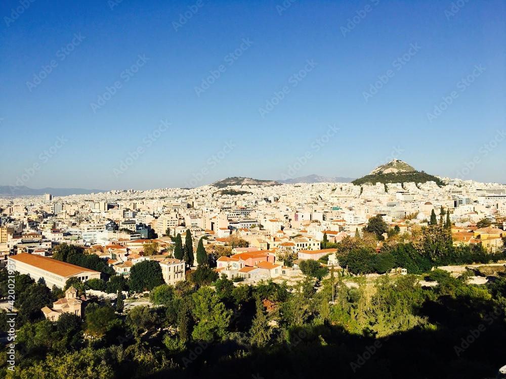 View from the Acropolis over the roofs of Athens, Greece