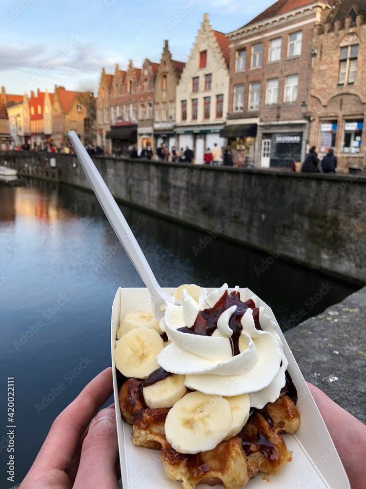Fototapeta premium Waffles on the canals in Ghent, Belgium 