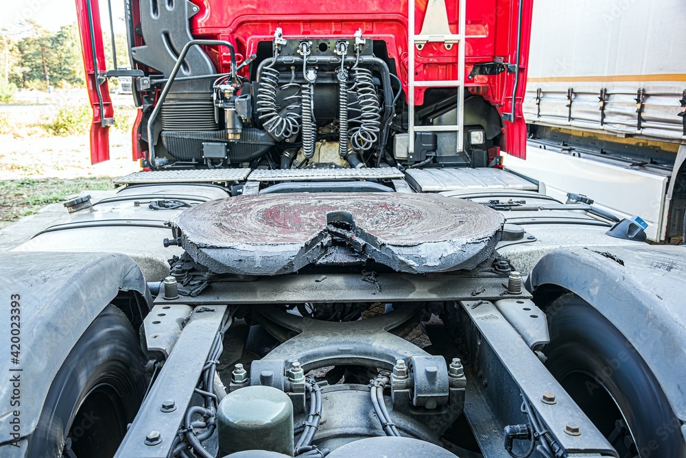 truck under repair, undercarriage truck under repair, undercarriage