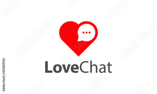 Combination logo from heart and chat symbol logo design concept	