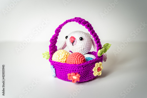 Amigurumi Easterbunny with Eggs in a Basket photo