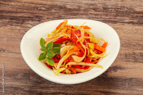 Cabbage salad with carrot and pepper