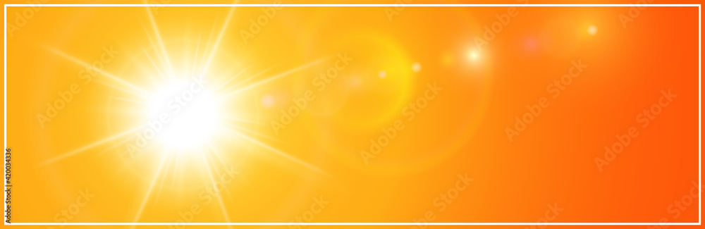 Sun with lens flare on orange background, shiny and sunny natural summer or spring background. Sun with lens flare on orange background, shiny and sunny natural summer or spring background.