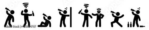 Drunk man behavior, alcohol addiction icon