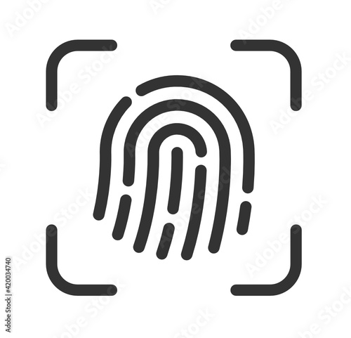 Fingerprint icon. Simple vector illustration on black and white background