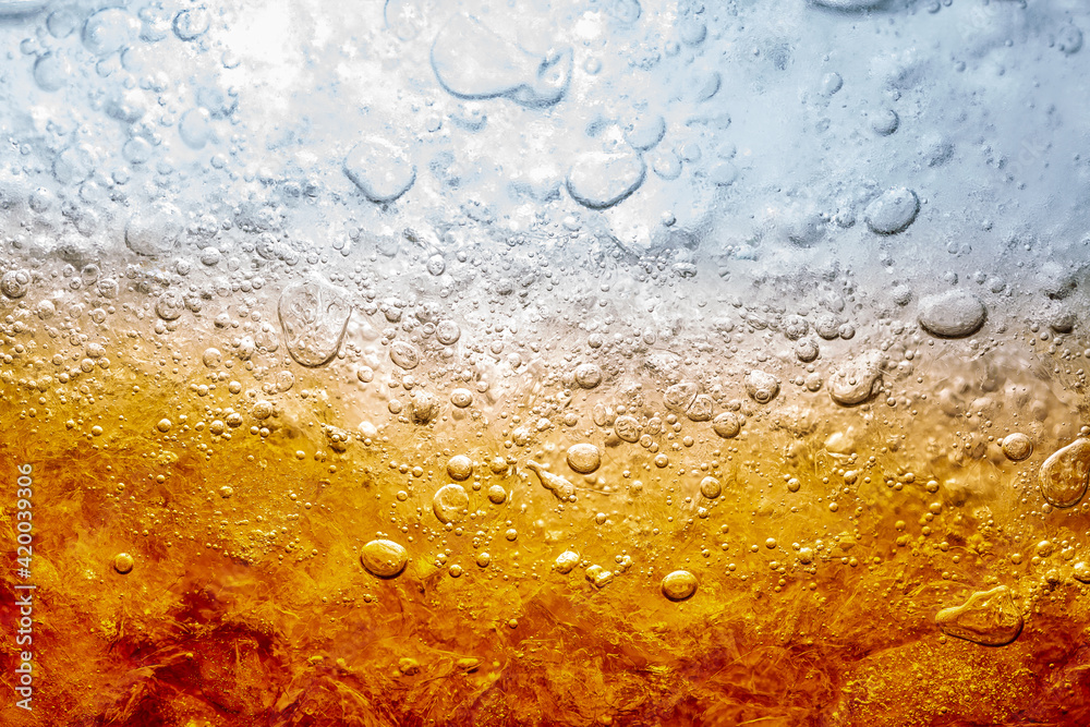 Macro soft drinks,Cola close-up,Ice, Bubble, Backgrounds, Ice Cube,  Abstract Backgrounds,Ice cold drink,Detail of Cold Bubbly Carbonated Soft  Drink with Ice Stock Photo | Adobe Stock