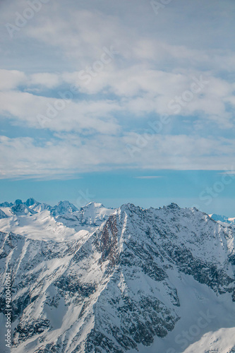 swiss landscape from helicopter