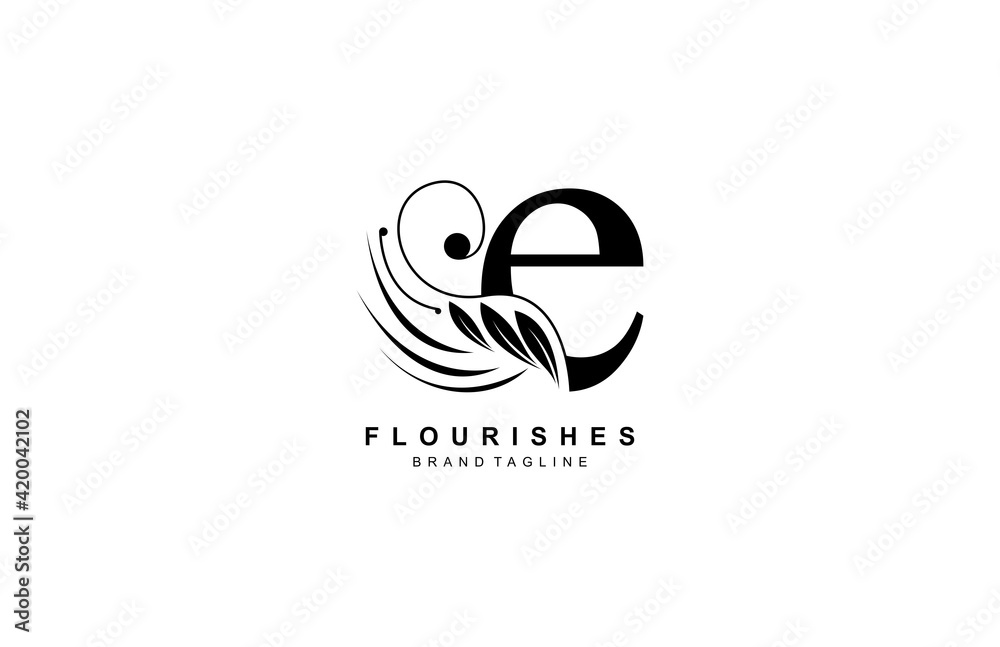 Lowercase Letter E Linked Beauty Flourish Logo Design Concept Lowercase Letter E Linked Beauty Flourish Logo Design Concept