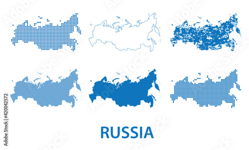 map of Russia - vector set of silhouettes in different patterns