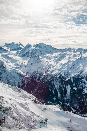 swiss landscape from helicopter