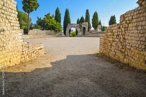 Cimiez Arenas, ancient Roman amphitheatre ruins in Nice, South of France photo