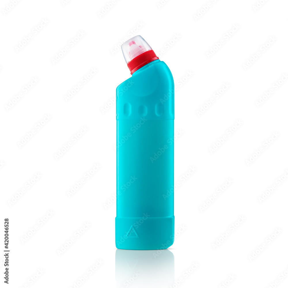 Blue plastic bottle with cap isolated on white background for liquid detergent laundry or cleaning agent
Blue plastic bottle with cap isolated on white background for liquid detergent laundry or cleaning agent