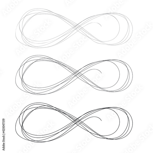 Infinity. Hand drawn vector illustrations, vector black and white sign. Continuous line