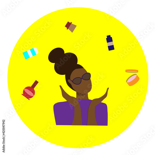 african american woman making a choice in purchasing cosmetics