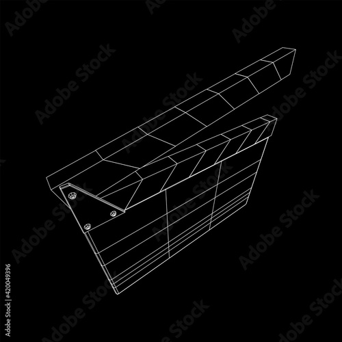 Movie clapper board. Film cinema concept. Wireframe low poly
