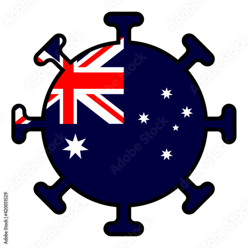 Australia flag in the shape of Coronavirus