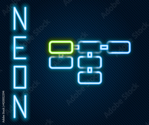 Glowing neon line Site map icon isolated on black background. Colorful outline concept. Vector