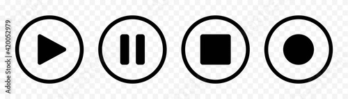 Media Player Buttons icon set, Play and pause buttons sign, Video Audio Player button symbol, vector illustration 