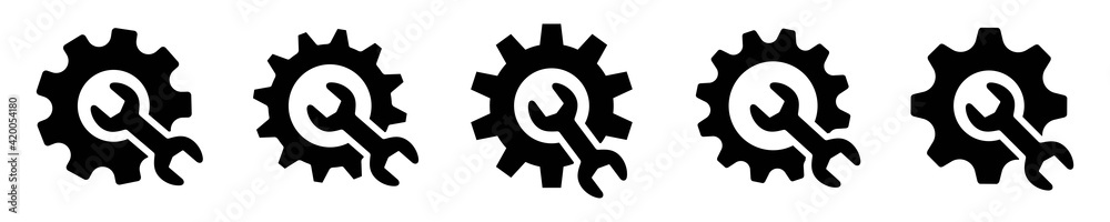 wrench with gear icon, Service tool gear symbol, vector illustration wrench with gear icon, Service tool gear symbol, vector illustration