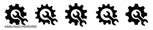 wrench with gear icon, Service tool gear symbol, vector illustration