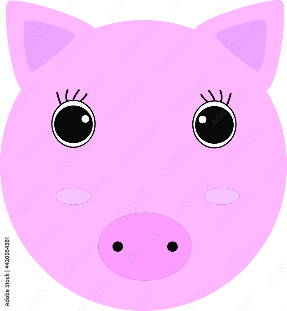 Cute adorable pink baby pig piglet piggy face animal cartoon character vector Cute adorable pink baby pig piglet piggy face animal cartoon character vector