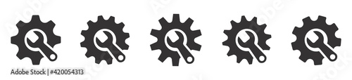wrench with gear icon, Service tool gear symbol, vector illustration