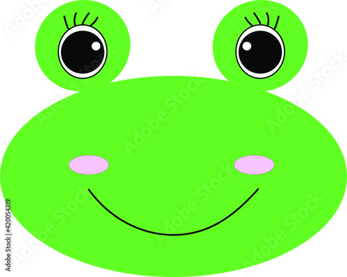 Cute adorable green baby frog froggy toad face animal cartoon character vector