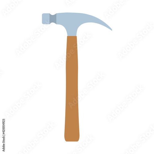 Claw hammer construction home tool isolated white. Handle equipment claw hammer vector illustration instrument carpenter building icon hardware. Handyman improvement mechanic industrial tool