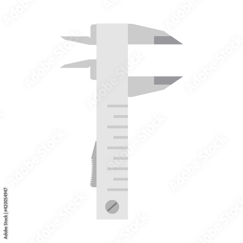 Vernier caliper engineering tool equipment icon. Work metal measurement instrument vernier caliper scale vector illustration sign. Ruler meter isolated white tool. Industrial device engineer icon