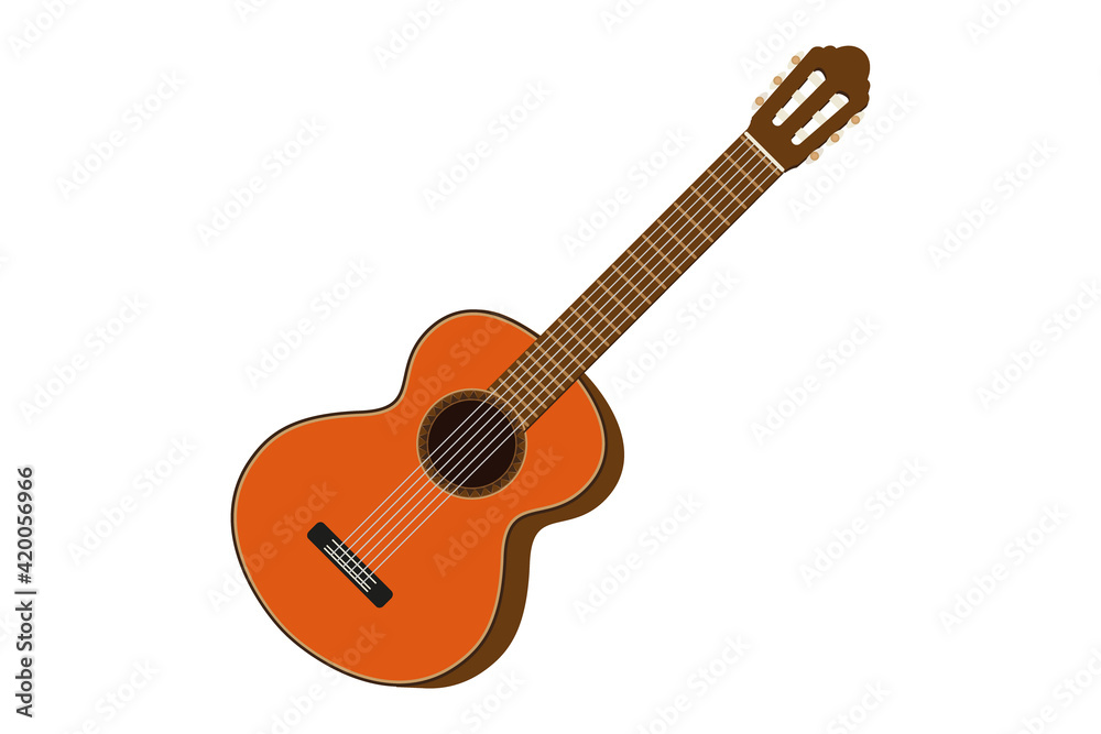 Fototapeta premium Classic spanish guitar Flat vector illustration