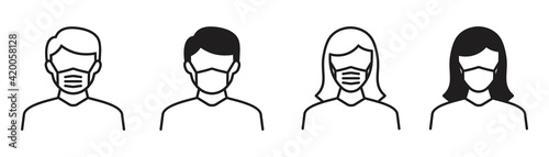 Man and Woman wear medical face protection mask. sickness protection, disease, allergies, pollution business concepts, 