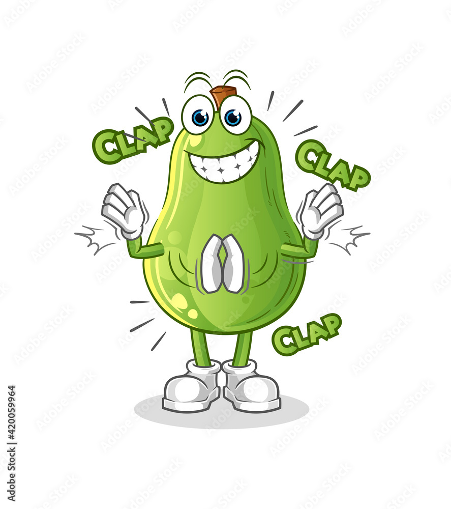 Fototapeta premium avocado applause illustration. character vector