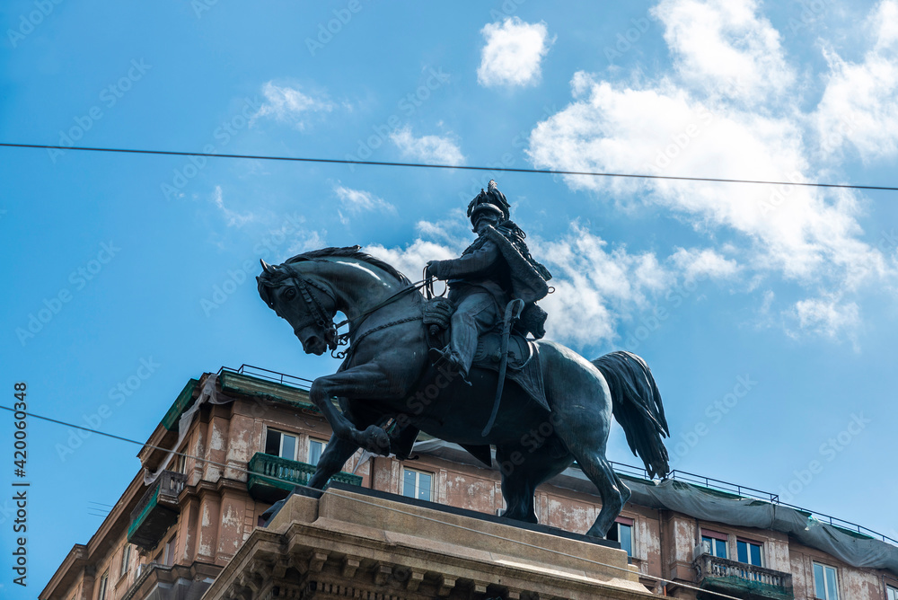 Obraz premium Statue of Vittorio Emanuele II in Naples, Italy
