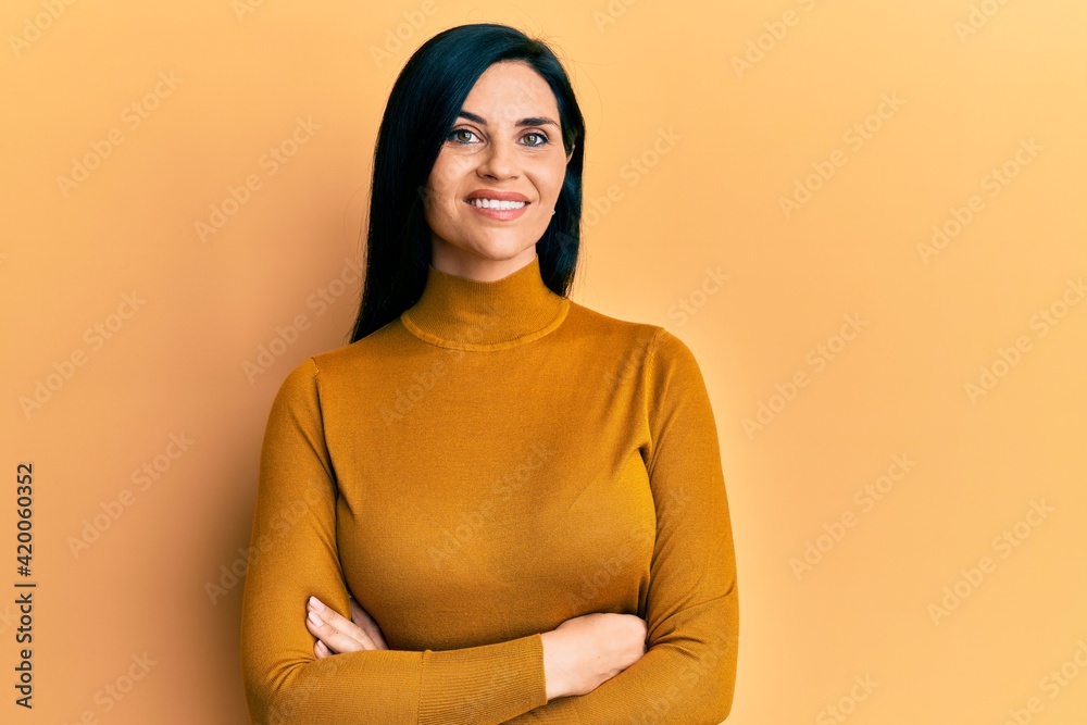 Obraz premium Young caucasian woman wearing casual clothes with a happy and cool smile on face. lucky person.