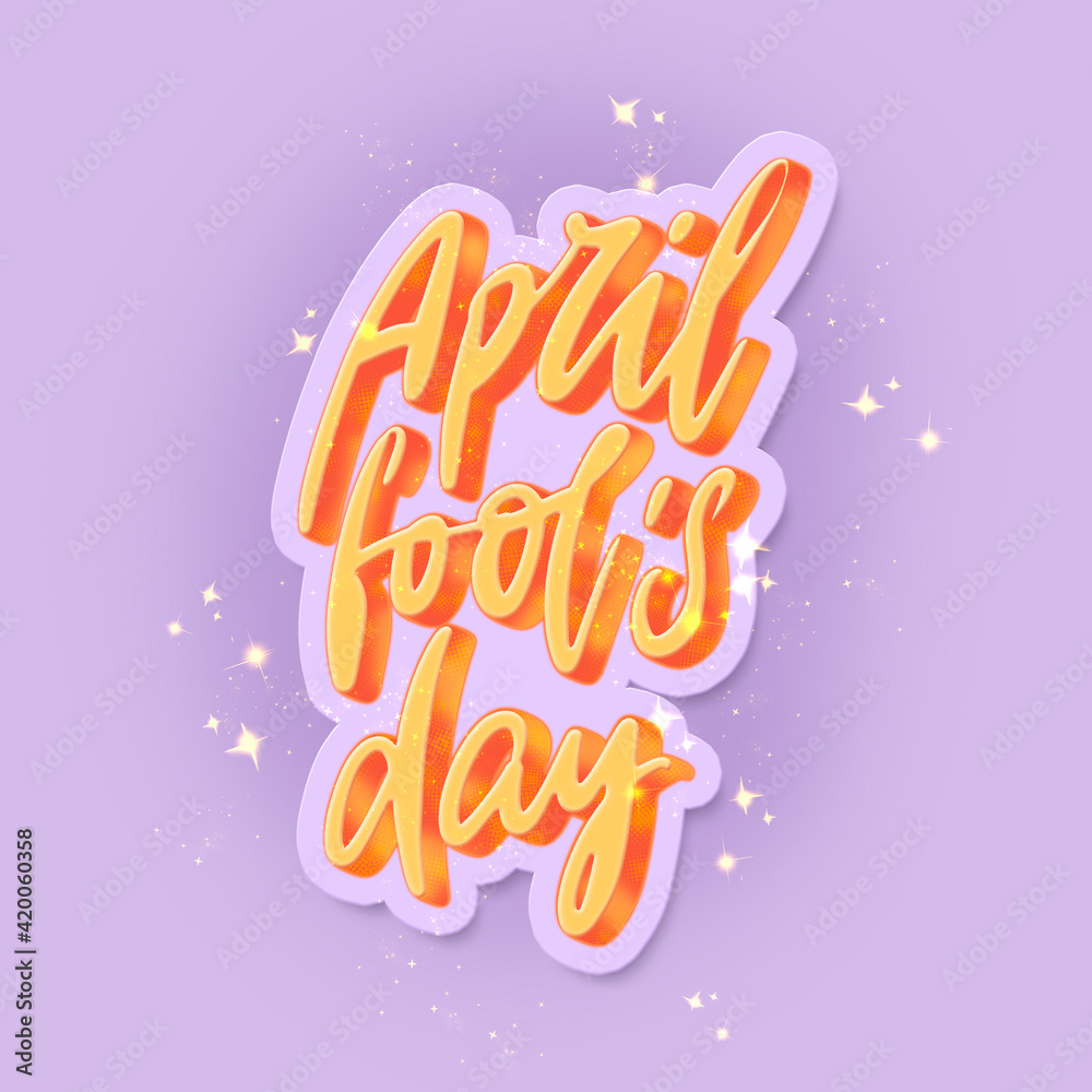 April Fools'day greeting card illustration. 1st of april background with hand lettering.
