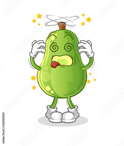 avocado dizzy head mascot. cartoon vector
