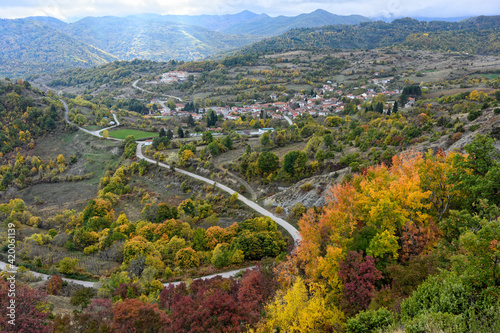 Panoramic view of the village of Nestorio in northwestern Greece during autumn photo