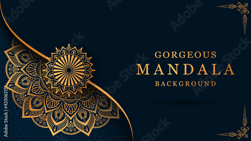 luxury mandala with gorgeous arabesque pattern style background for card, print, cover, banner, poster, brochure, flyer