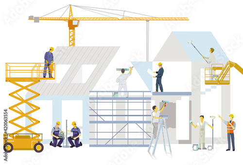 Handwerker auf der Baustelle, Illustration