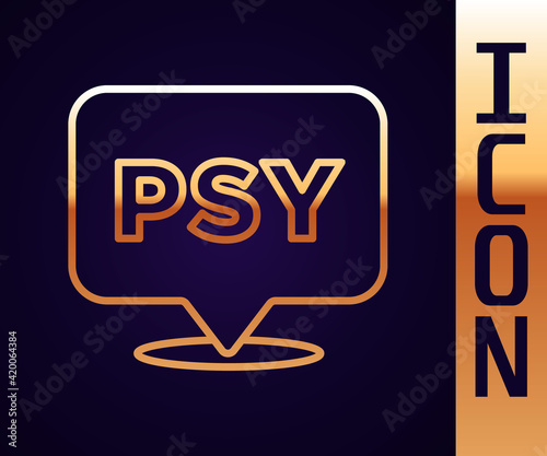 Gold line Psychology icon isolated on black background. Psi symbol. Mental health concept, psychoanalysis analysis and psychotherapy. Vector