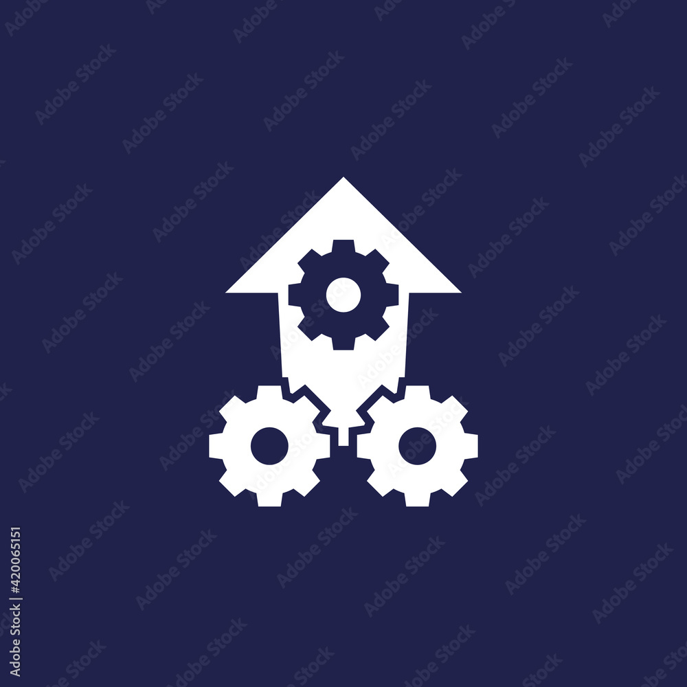 Operational excellence, efficient production white icon Operational excellence, efficient production white icon