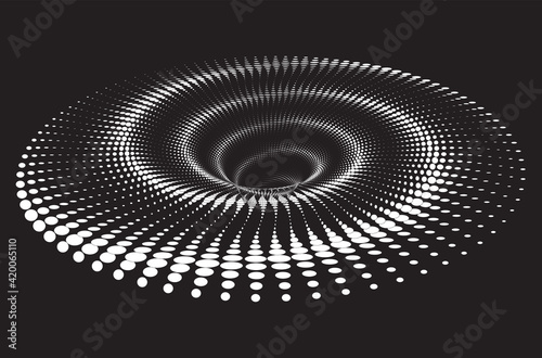 Dotted Halftone Vector Spiral Pattern or Texture with Ellipses