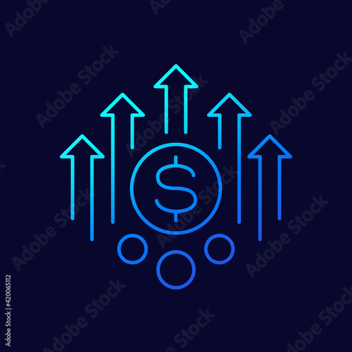 income growth line icon, vector